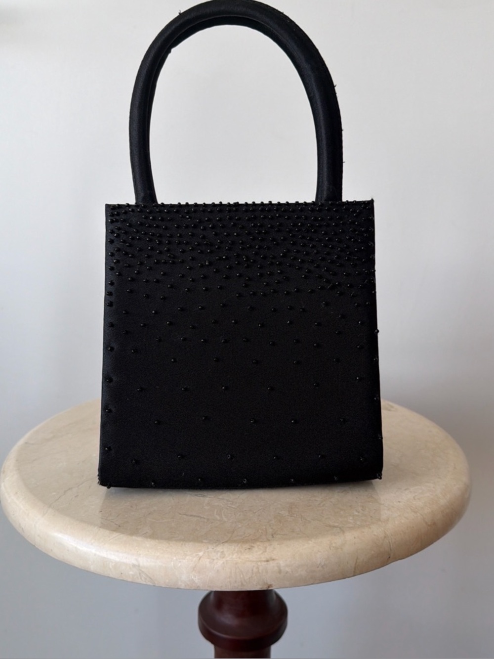 Vintage Noir Beaded Mini Top Handle Bag - Picture 1 of 6